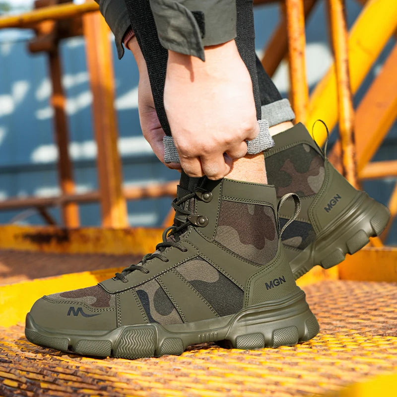 Camouflage Steel Toe Cap Non Slip Industrial Shoes Men and Women Safety Shoes Anti-Scalding Anti-Smash Anti-Puncture Work Boots