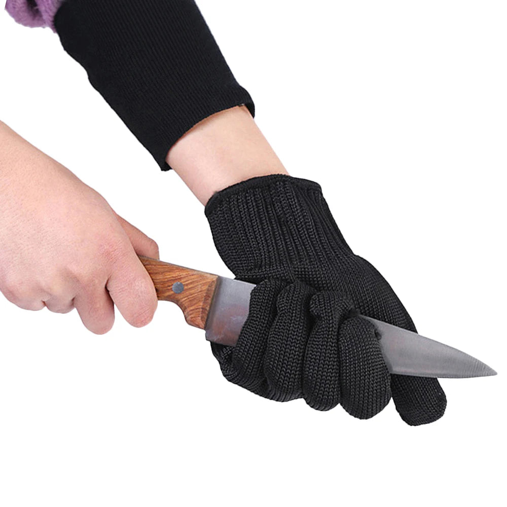 1pairblacksteelwiremetalmeshglovessafetyanticuttingwearresistantkitchenbutcherwo...