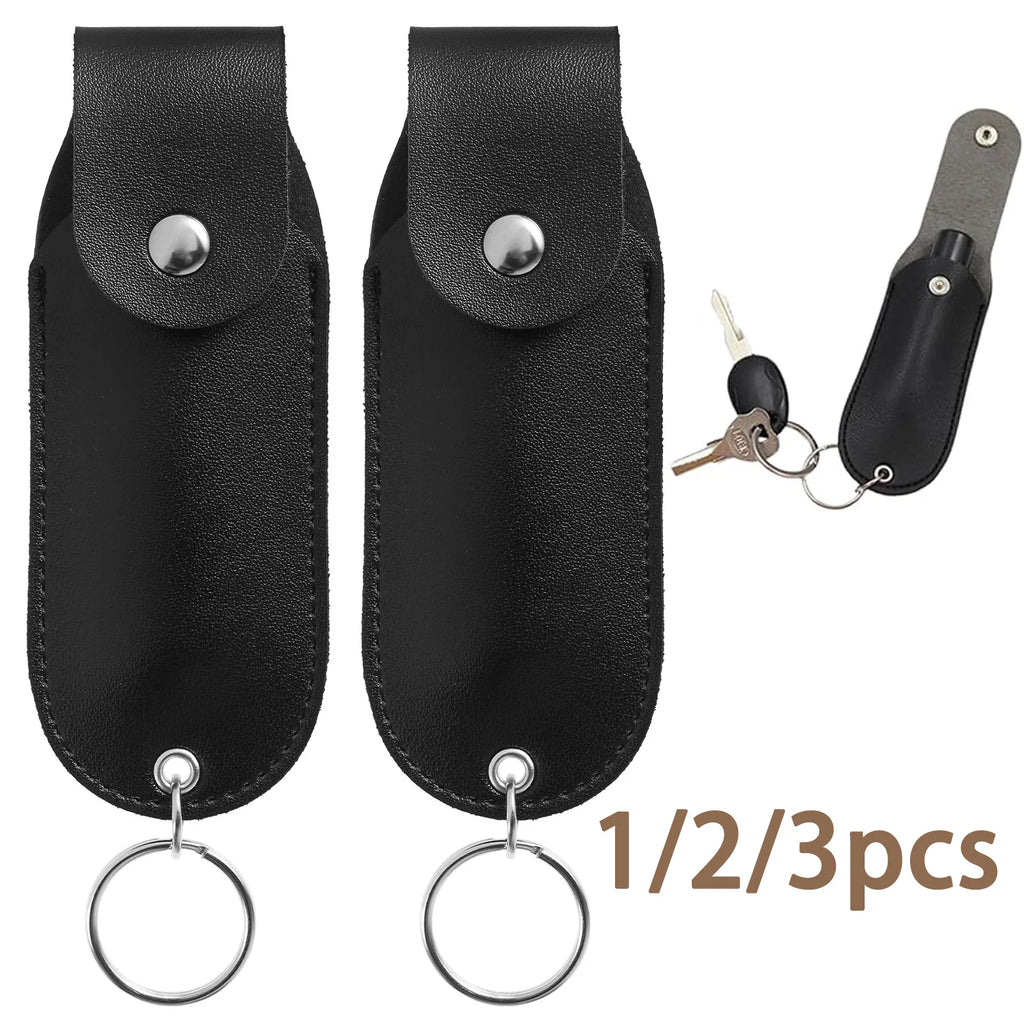 PU Leather Pepper Spray Holster – Snap Buckle Keychain Pouch (1/2/3 Pack)