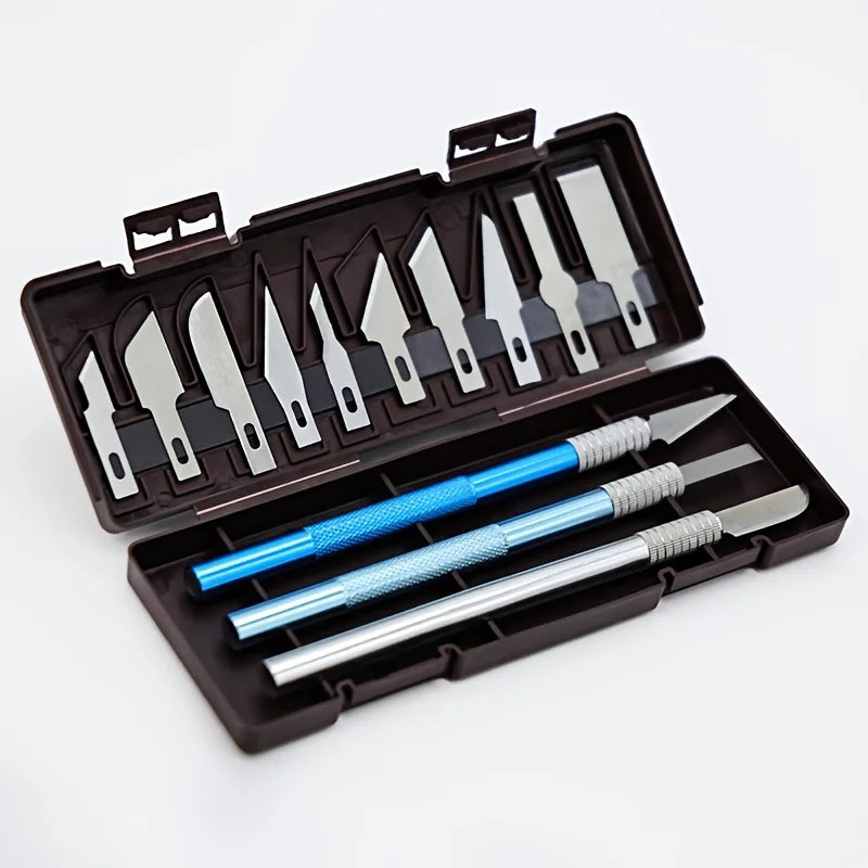 13 ultra durable aluminum alloy carving knives - sharp precision blades for Paper Cuttings, film applications and DIY crafts
