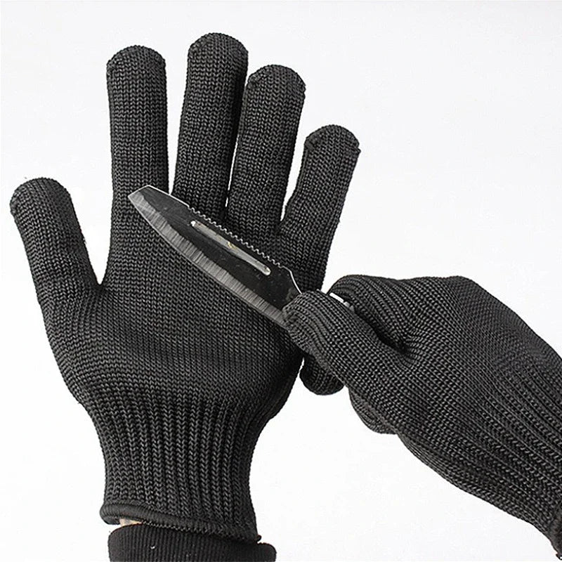 1pairanticuttinggloveswearresistantworkglovesblackselfdefenseglovessteelwiremeta...