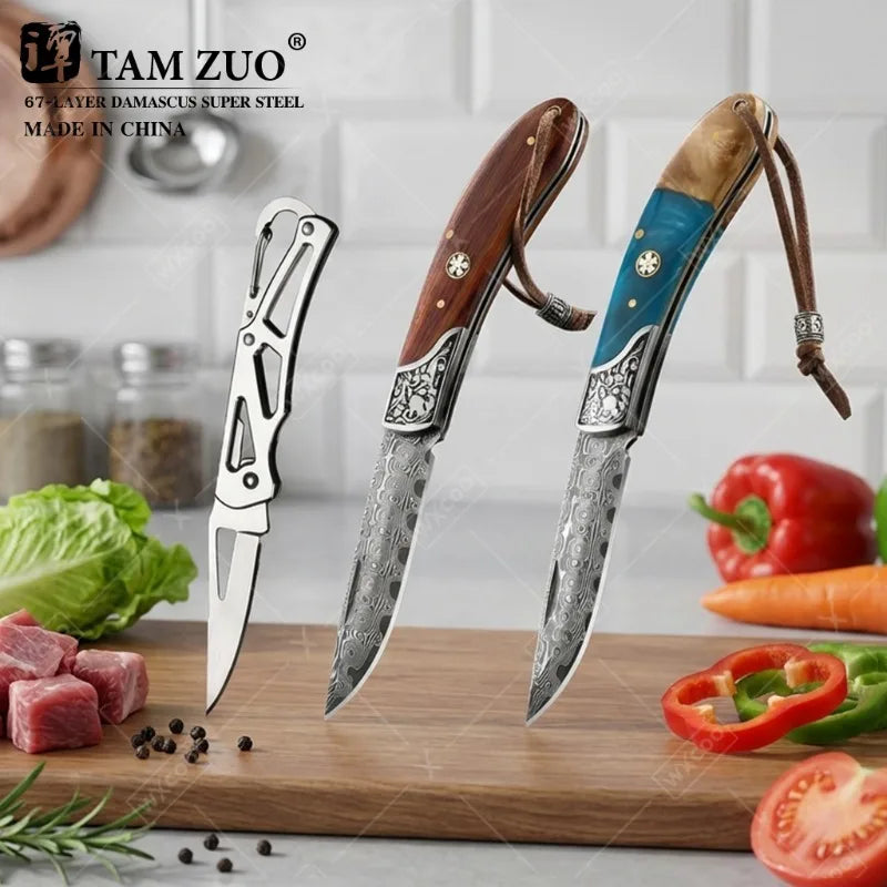 WXCOO Damascus Boning Knife Folding Fruit Cutting Knife Chef's Knife Cleaver Meat Knife Slicing Fish Home Kitchen Tools