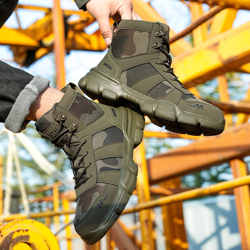 Camouflage Steel Toe Cap Non Slip Industrial Shoes Men and Women Safety Shoes Anti-Scalding Anti-Smash Anti-Puncture Work Boots
