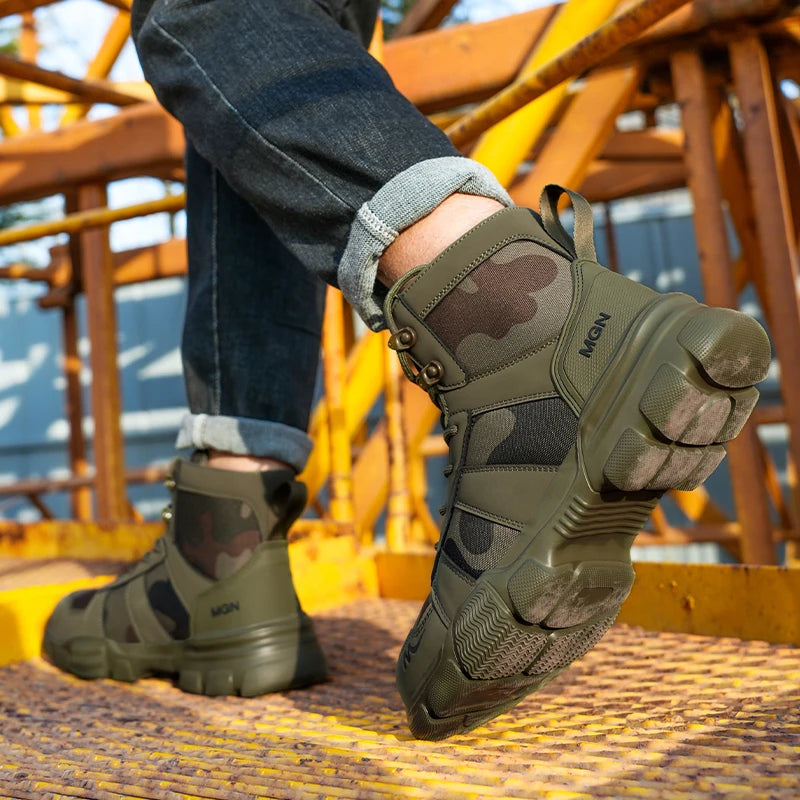 Camouflage Steel Toe Cap Non Slip Industrial Shoes Men and Women Safety Shoes Anti-Scalding Anti-Smash Anti-Puncture Work Boots