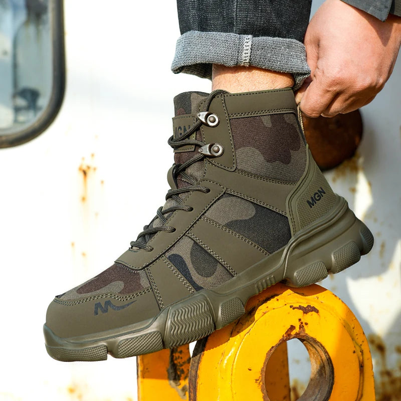 Camouflage Steel Toe Cap Non Slip Industrial Shoes Men and Women Safety Shoes Anti-Scalding Anti-Smash Anti-Puncture Work Boots