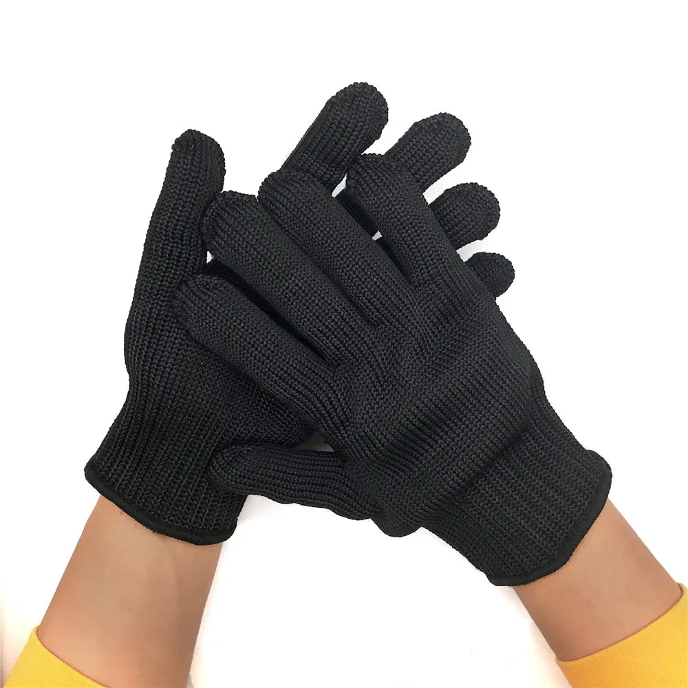 1pairblacksteelwiremetalmeshglovessafetyanticuttingwearresistantkitchenbutcherwo...