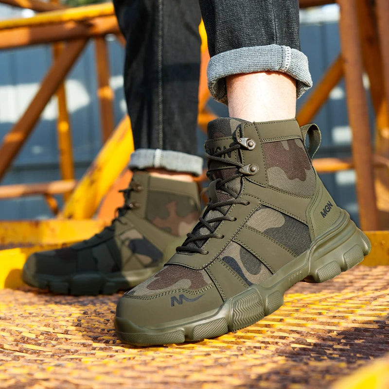 Camouflage Steel Toe Cap Non Slip Industrial Shoes Men and Women Safety Shoes Anti-Scalding Anti-Smash Anti-Puncture Work Boots