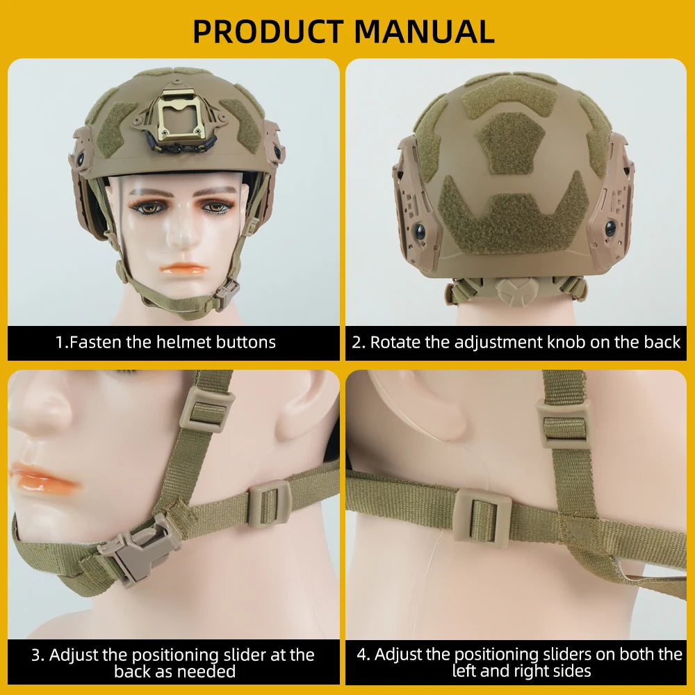 Booiufasttacticalhelmetadjustableknobabshighcutguideraildampingprotectivehelmeto...