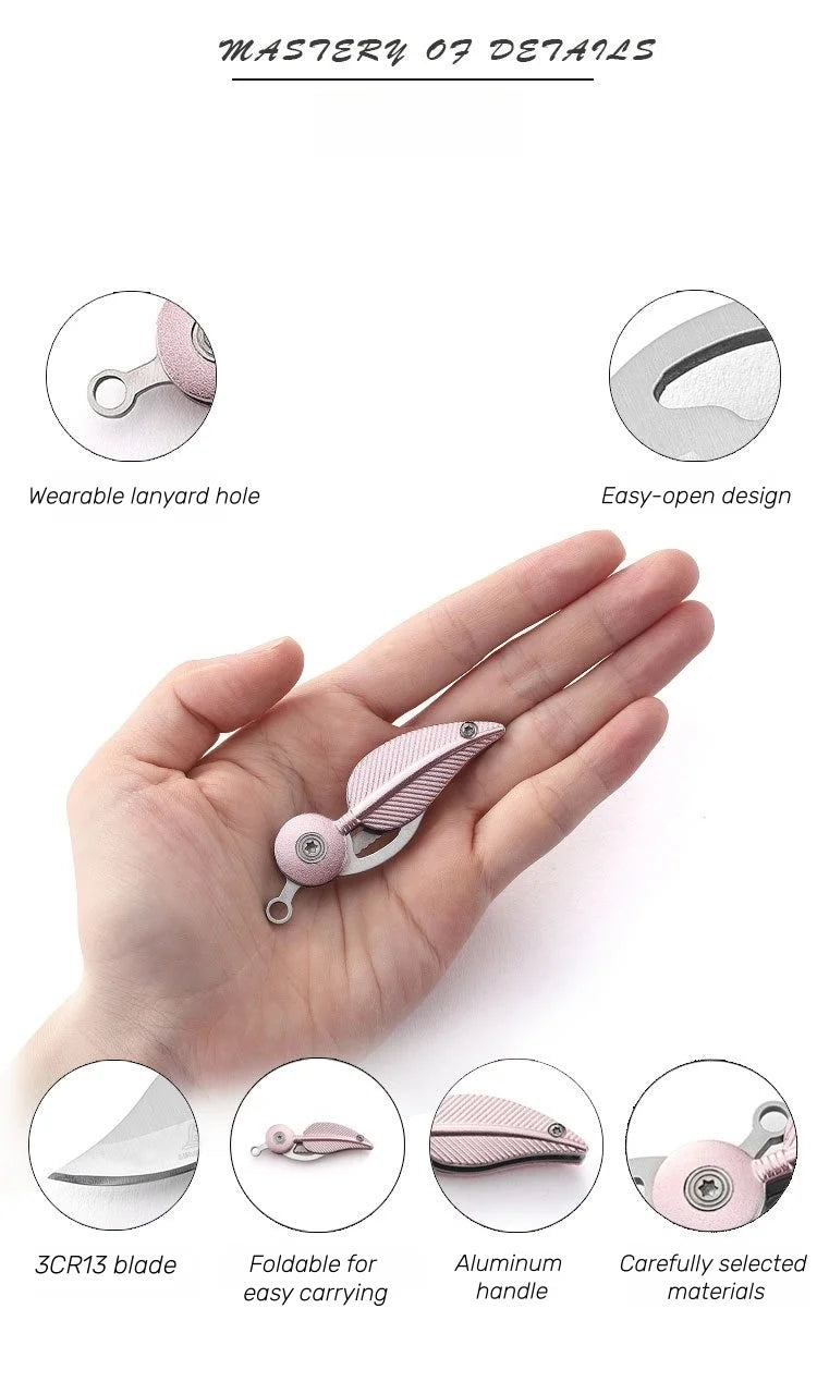 New Multi-functional Folding Creative Feather Knife Fruit Knife Keychain Daily Carry Tool