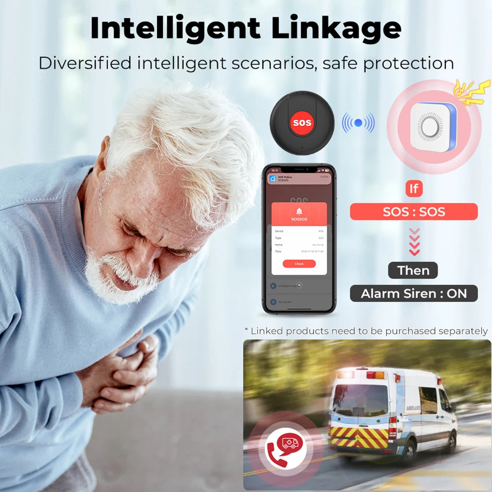 Wifisosbuttononekeyemergencywirelesssecurityalarmpanicdeviceforelderlykidshomesa...