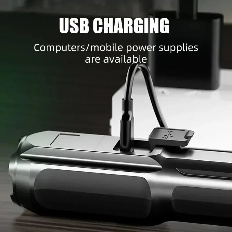 EDC USB Rechargeable Tactical Flashlight – 300m Range, 3-Mode Self-Defense Torch