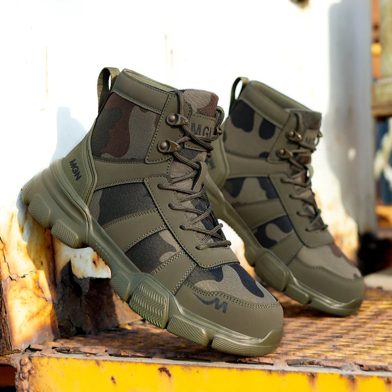 Camouflage Steel Toe Cap Non Slip Industrial Shoes Men and Women Safety Shoes Anti-Scalding Anti-Smash Anti-Puncture Work Boots