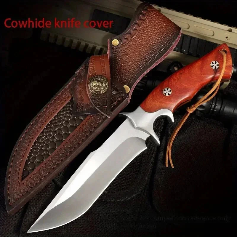 One high-end kitchen knife - a Japanese stainless steel chef's knife with a knife sheath and a wooden handle for slicing meat.