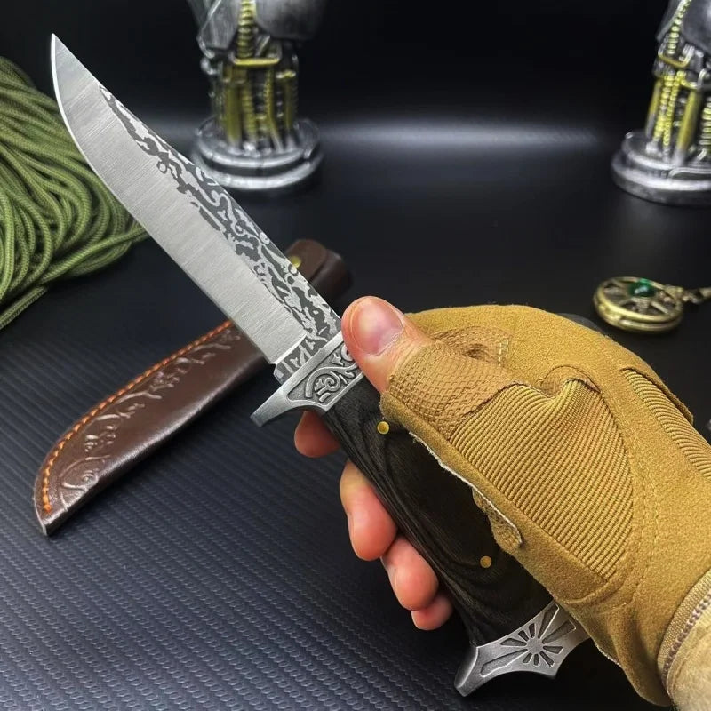 5CR Forged Outdoor Knife – Solid Wood Handle, Meat Cleaver