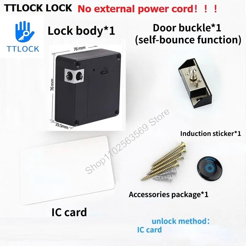 Smart Wood Door Lock Keyless Invisible Electronic Lock IC Card NFC TTlock App Unlock Cabinet Locker Furniture Drawer Smart Locks