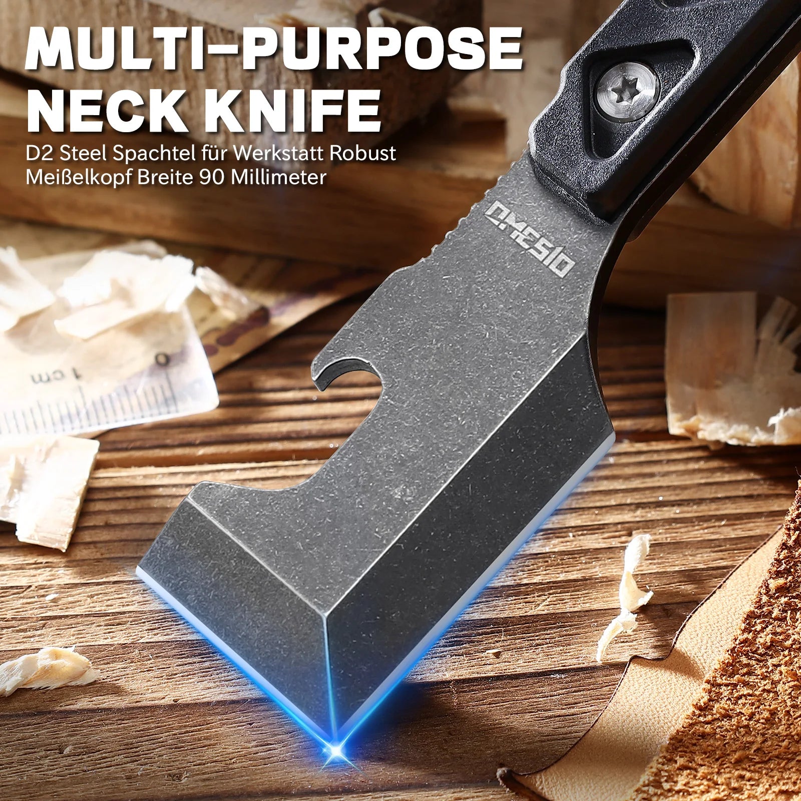 D2 Steel Neck Knife – Full-Tang EDC Multitool with Kydex Sheath