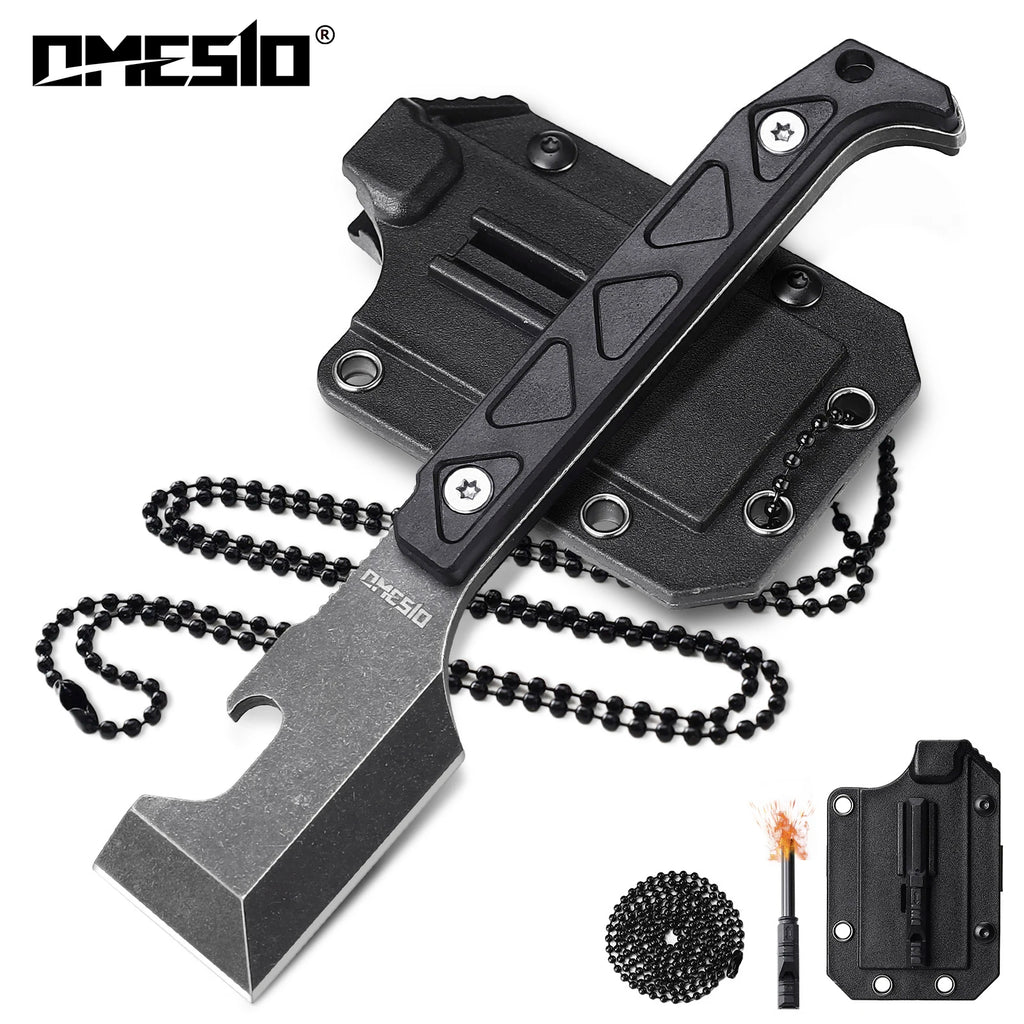 D2 Steel Neck Knife – Full-Tang EDC Multitool with Kydex Sheath