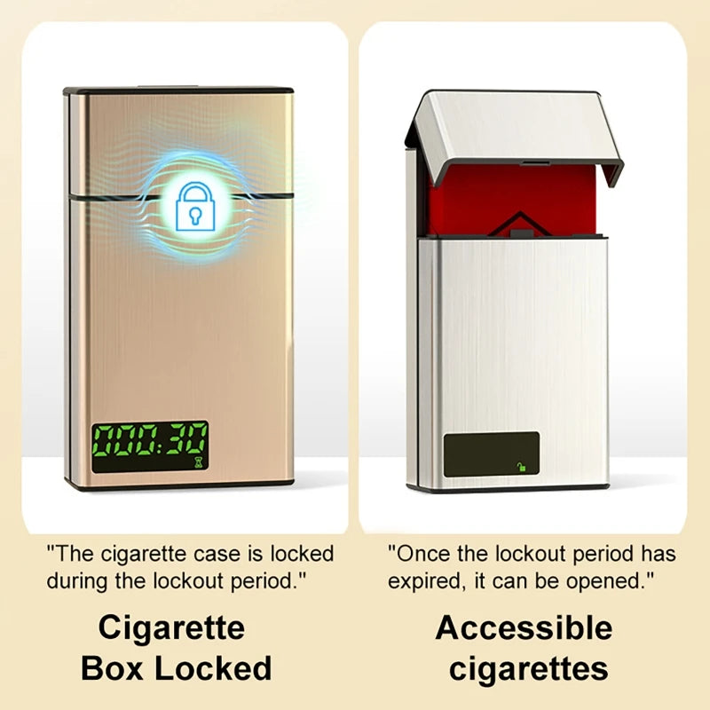 Creativemetaltimelockboxforcigaretteusbself-disciplinesmarttobaccocasewithleddis...