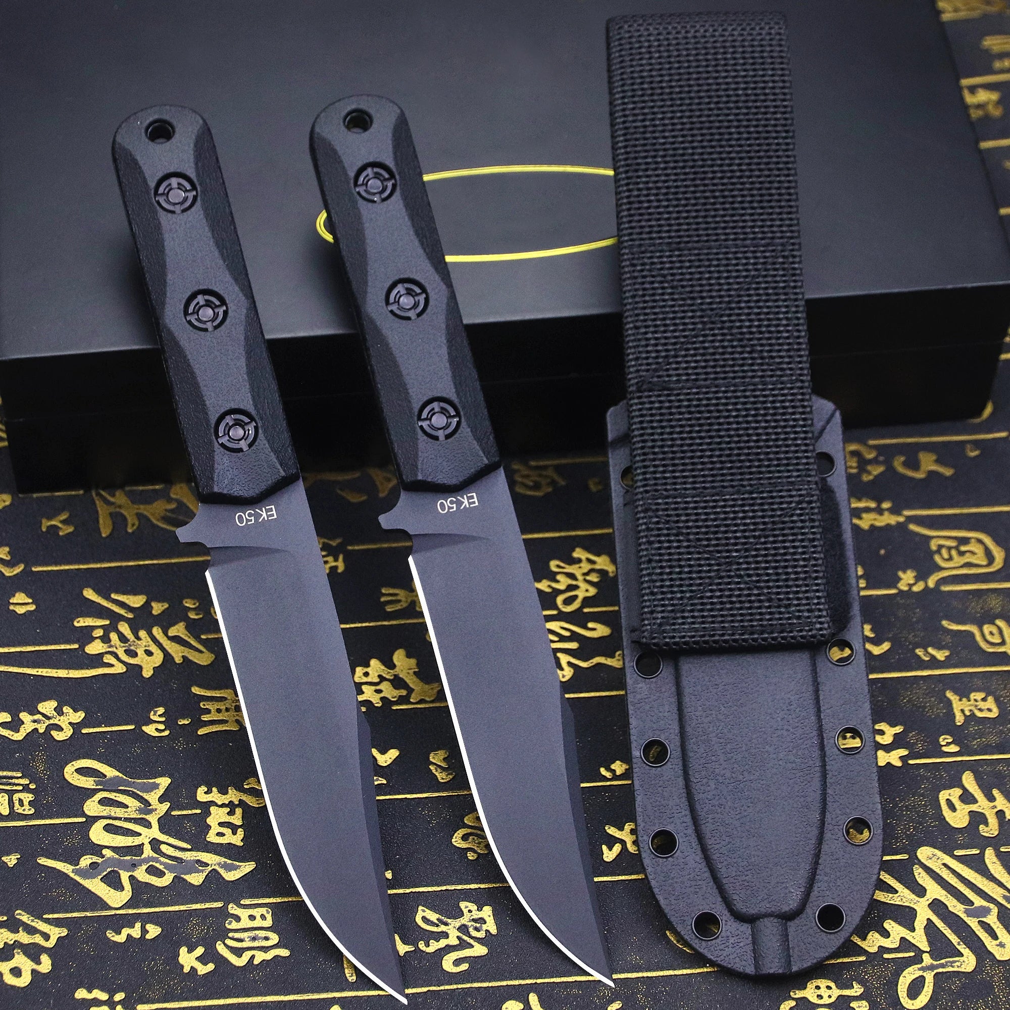 U.s.akb-ek50junglehuntingstraightknife + Sheath, Outdoorcampingsurvivalknife...