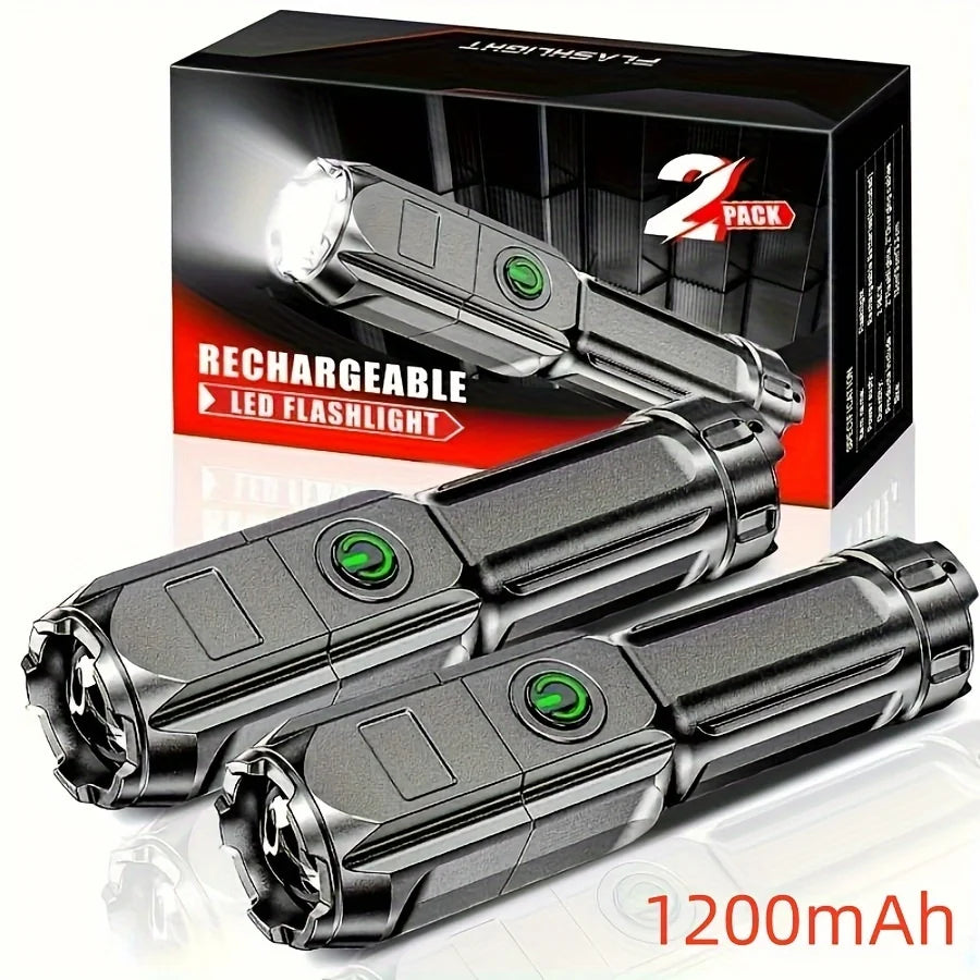 EDC USB Rechargeable Tactical Flashlight – 300m Range, 3-Mode Self-Defense Torch