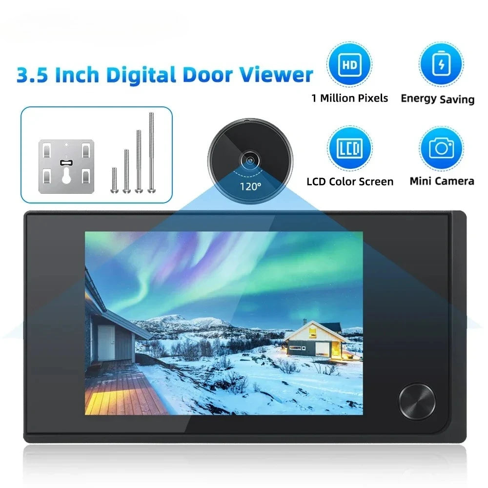 3.5" LCD Smart Digital Door Peephole Camera – 120° Wide Angle, CE Certified