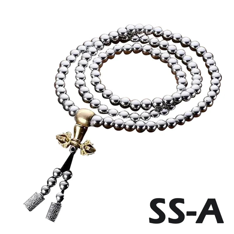 Outdooredc108buddhabeadsselfdefensewhiptacticaledchandbraceletnecklacesteelchain...