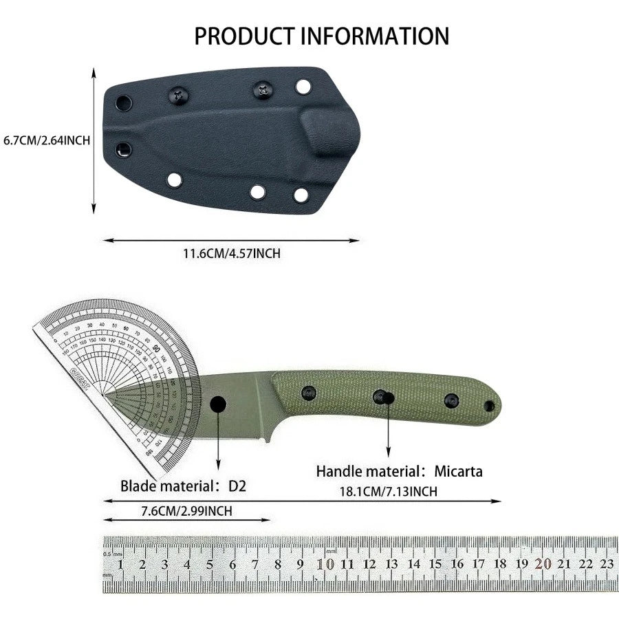 Multipurpose Utility Camping Fishing Essential Straight Knife with K Sheath Ergonomic Design Portable Cutting EDC Outdoor Knives