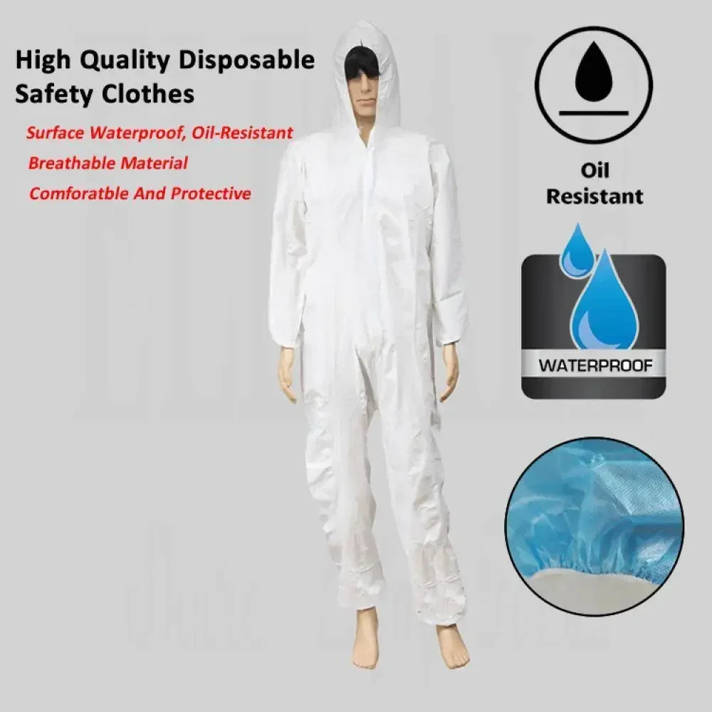 Disposablebreathabledustproofwateroilresistantworksafetyoverallantidustsparypain...