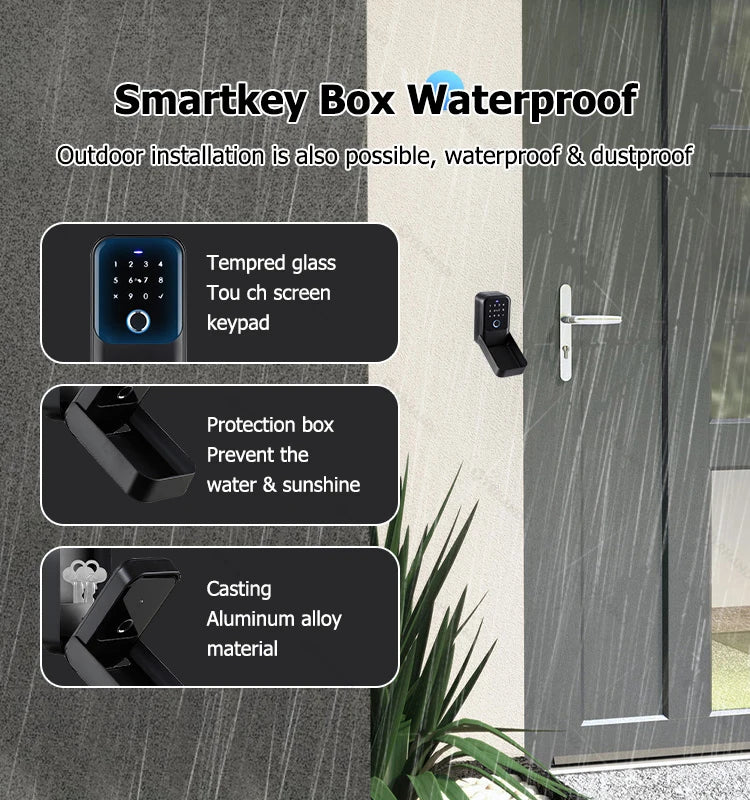 YRHAND TTlock password Smart Fingerprint Digital card Inteligente Tuya Electronic Portable IP66 Lock Boxes For Smart Home