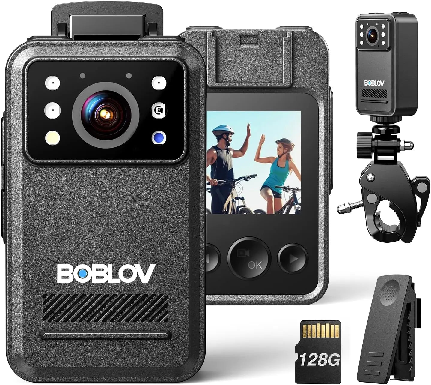 BOBLOV A28 Mini Body Camera 2K HD Night Vision 9H Battery & Bike Mount 64G/128GB for Sports, Outdoor, Law Enforcement