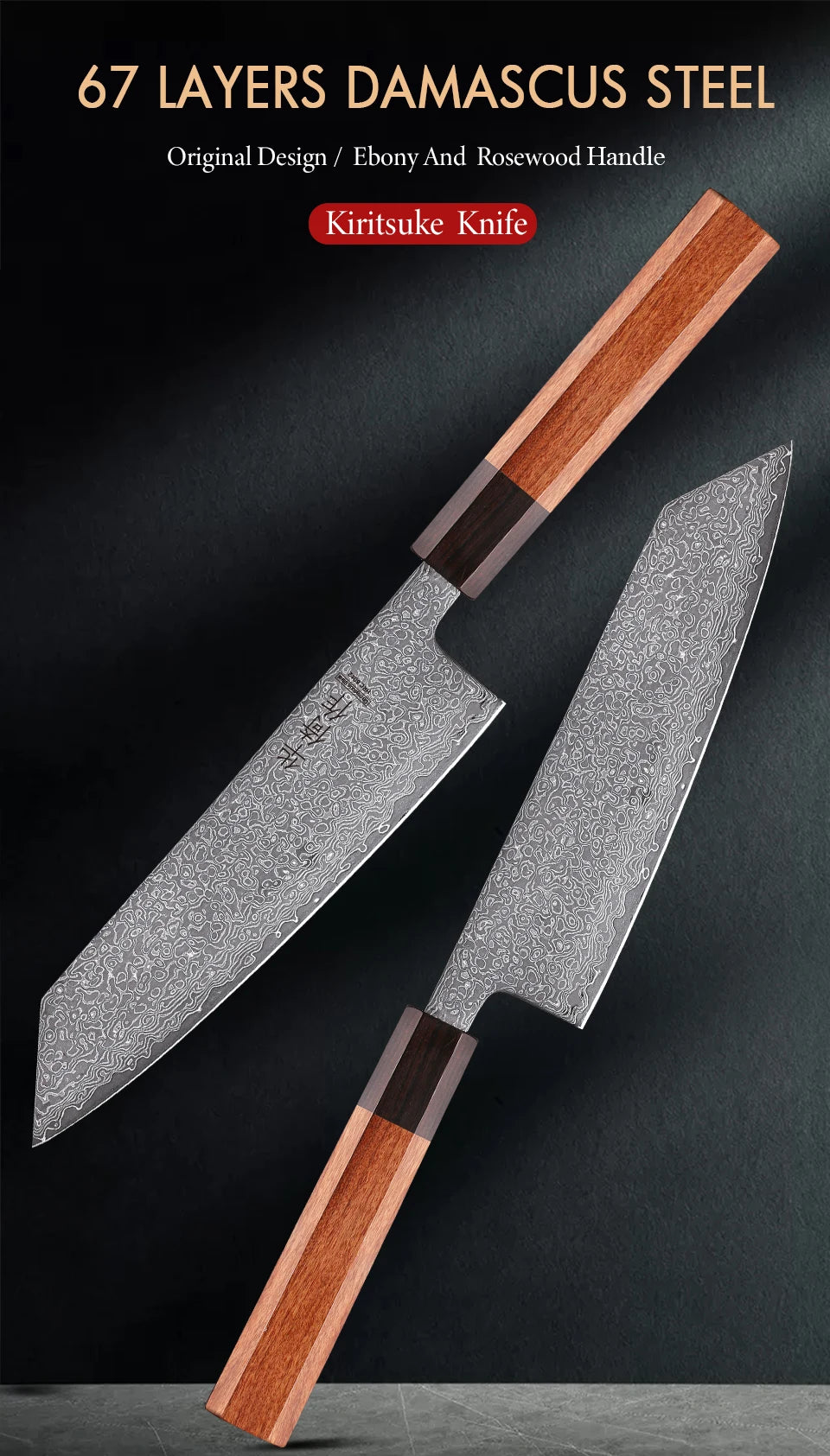 7-inch Japanese Kiritsuke Knife Damascus Steel Kitchen Sharp Cutting Meat Vegetable Cleaver Handmade Professional Chef Knives