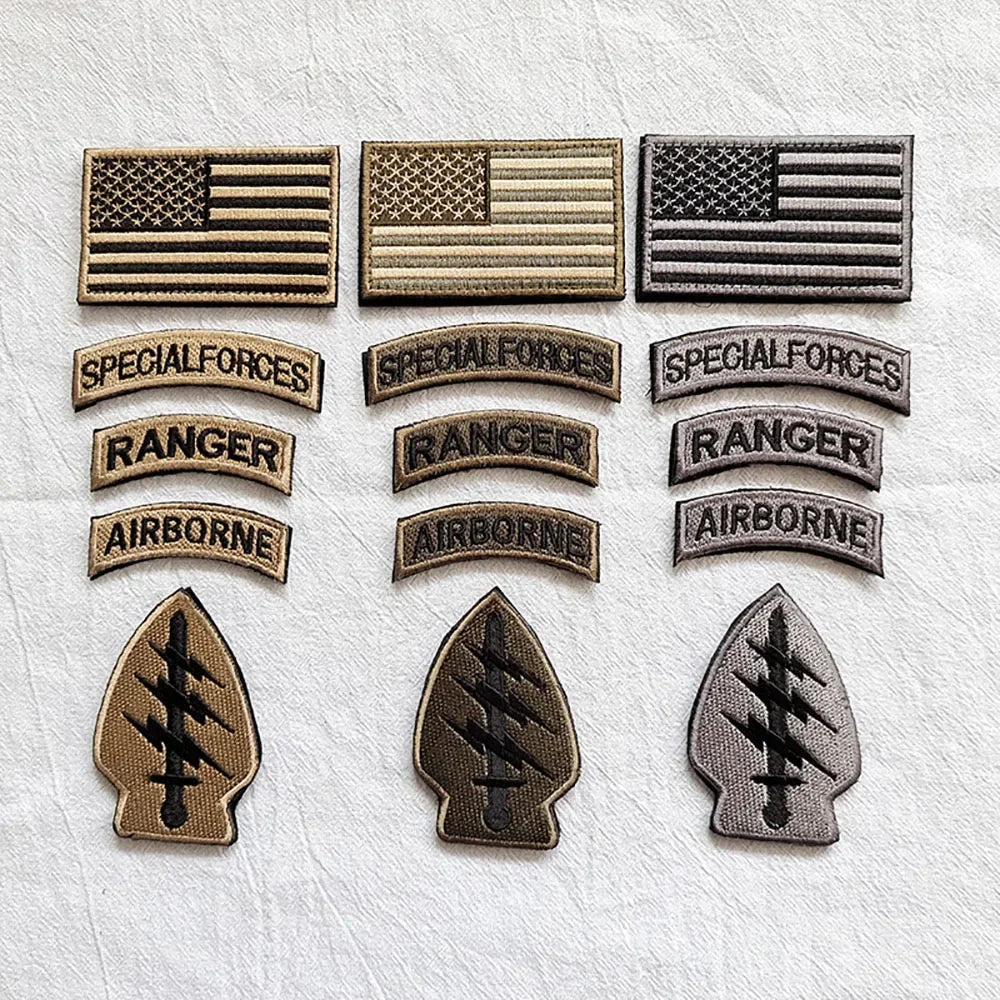 Setspecialforcesmoralebadgeembroideryhooklooppatchusflagrangertabmilitaryemblemf...