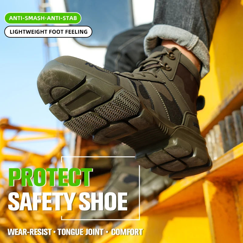 Camouflage Steel Toe Cap Non Slip Industrial Shoes Men and Women Safety Shoes Anti-Scalding Anti-Smash Anti-Puncture Work Boots