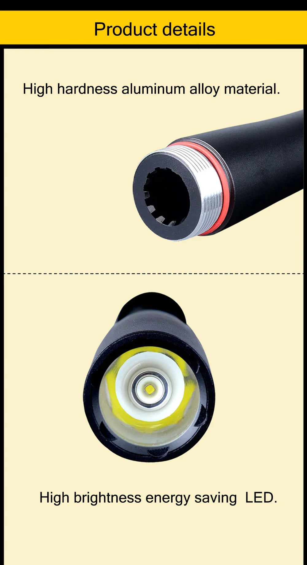 LED Baseball Bat Flashlight Stick – Waterproof Aluminum Alloy Self-Defense Torch