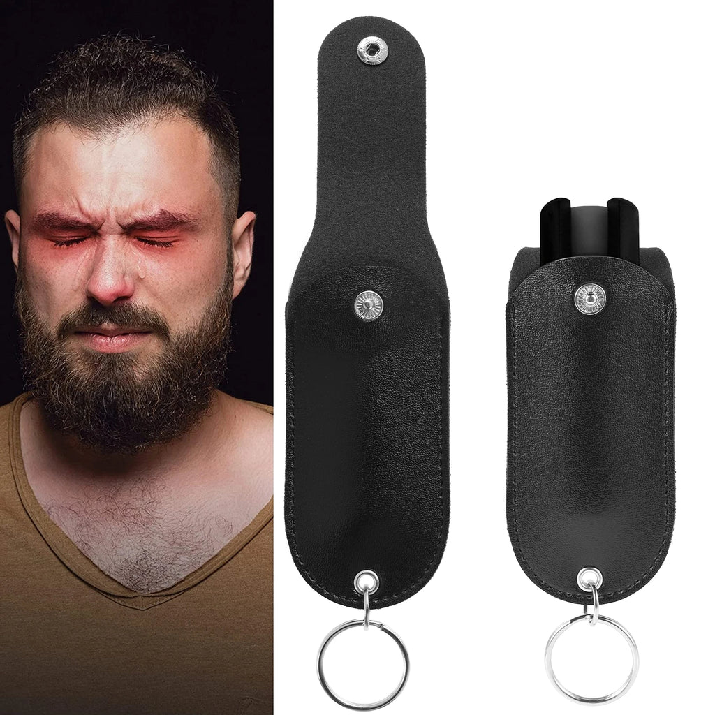 PU Leather Pepper Spray Holster – Snap Buckle Keychain Pouch (1/2/3 Pack)