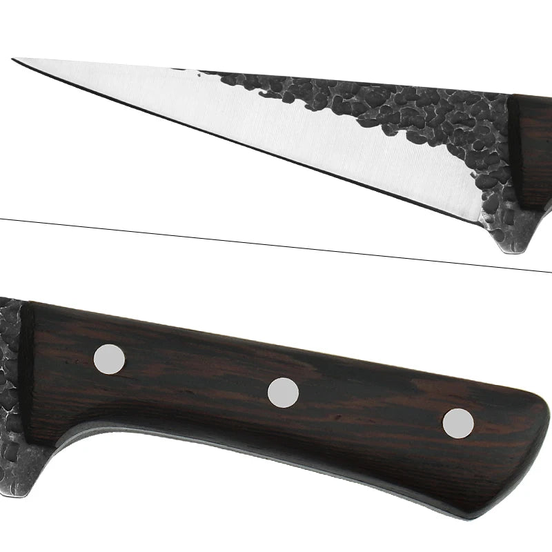 Forged Splitting KnifeProfessional Meat Cutting and Bone CuttingConvenient and Smooth Solid Wood Handle5Cr15 Stainless Steel