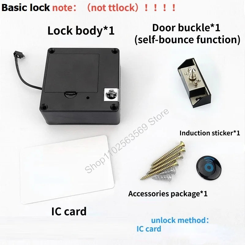Smart Wood Door Lock Keyless Invisible Electronic Lock IC Card NFC TTlock App Unlock Cabinet Locker Furniture Drawer Smart Locks
