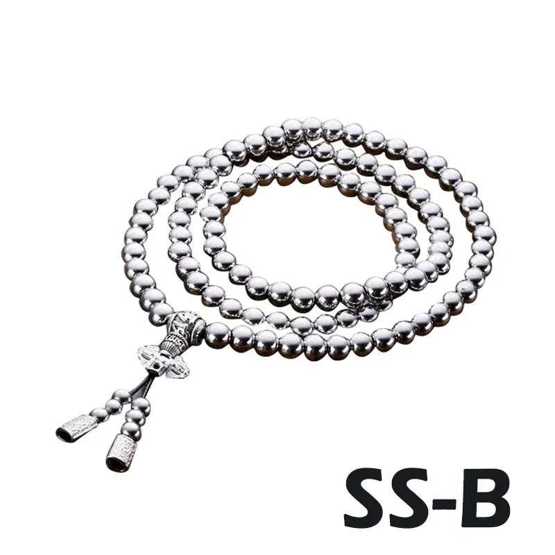 Outdooredc108buddhabeadsselfdefensewhiptacticaledchandbraceletnecklacesteelchain...