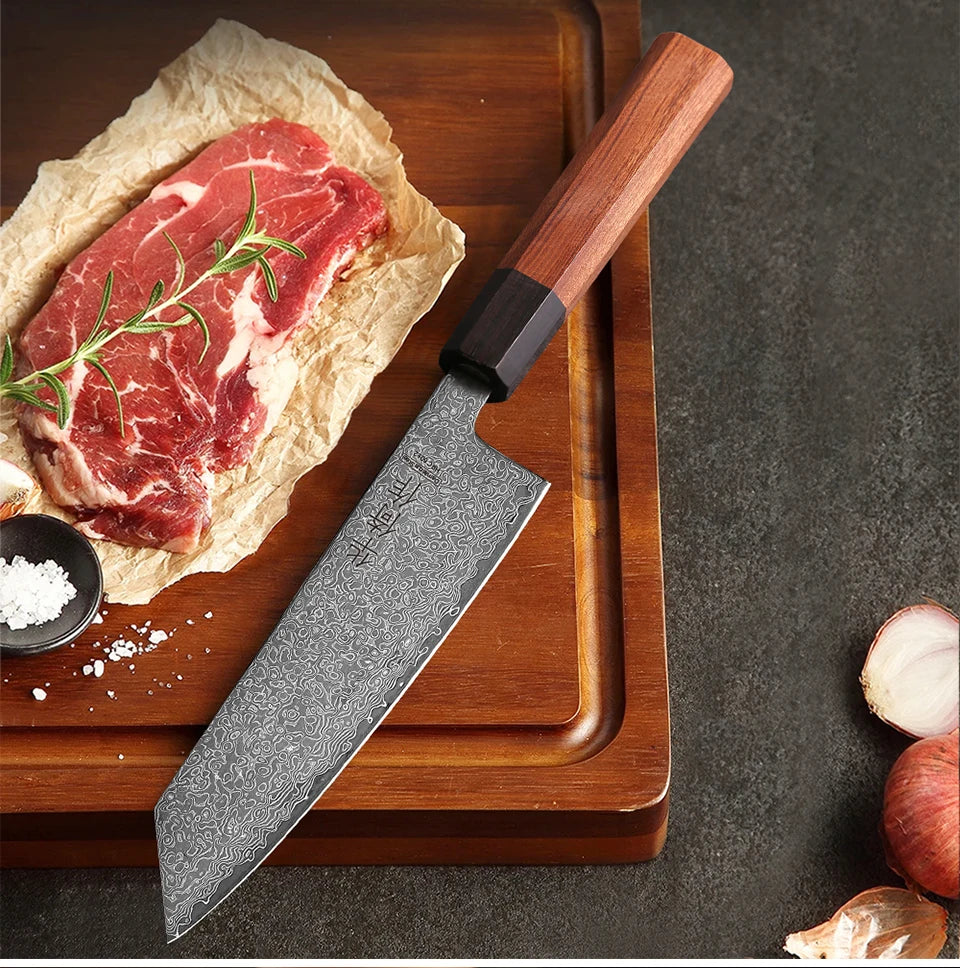 7-inch Japanese Kiritsuke Knife Damascus Steel Kitchen Sharp Cutting Meat Vegetable Cleaver Handmade Professional Chef Knives
