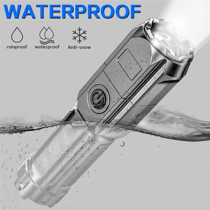 EDC USB Rechargeable Tactical Flashlight – 300m Range, 3-Mode Self-Defense Torch
