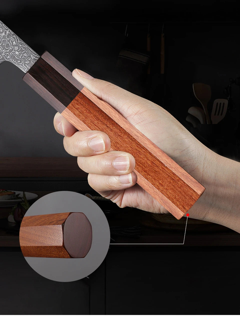 7-inch Japanese Kiritsuke Knife Damascus Steel Kitchen Sharp Cutting Meat Vegetable Cleaver Handmade Professional Chef Knives