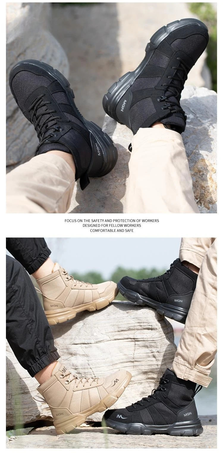 Camouflage Steel Toe Cap Non Slip Industrial Shoes Men and Women Safety Shoes Anti-Scalding Anti-Smash Anti-Puncture Work Boots