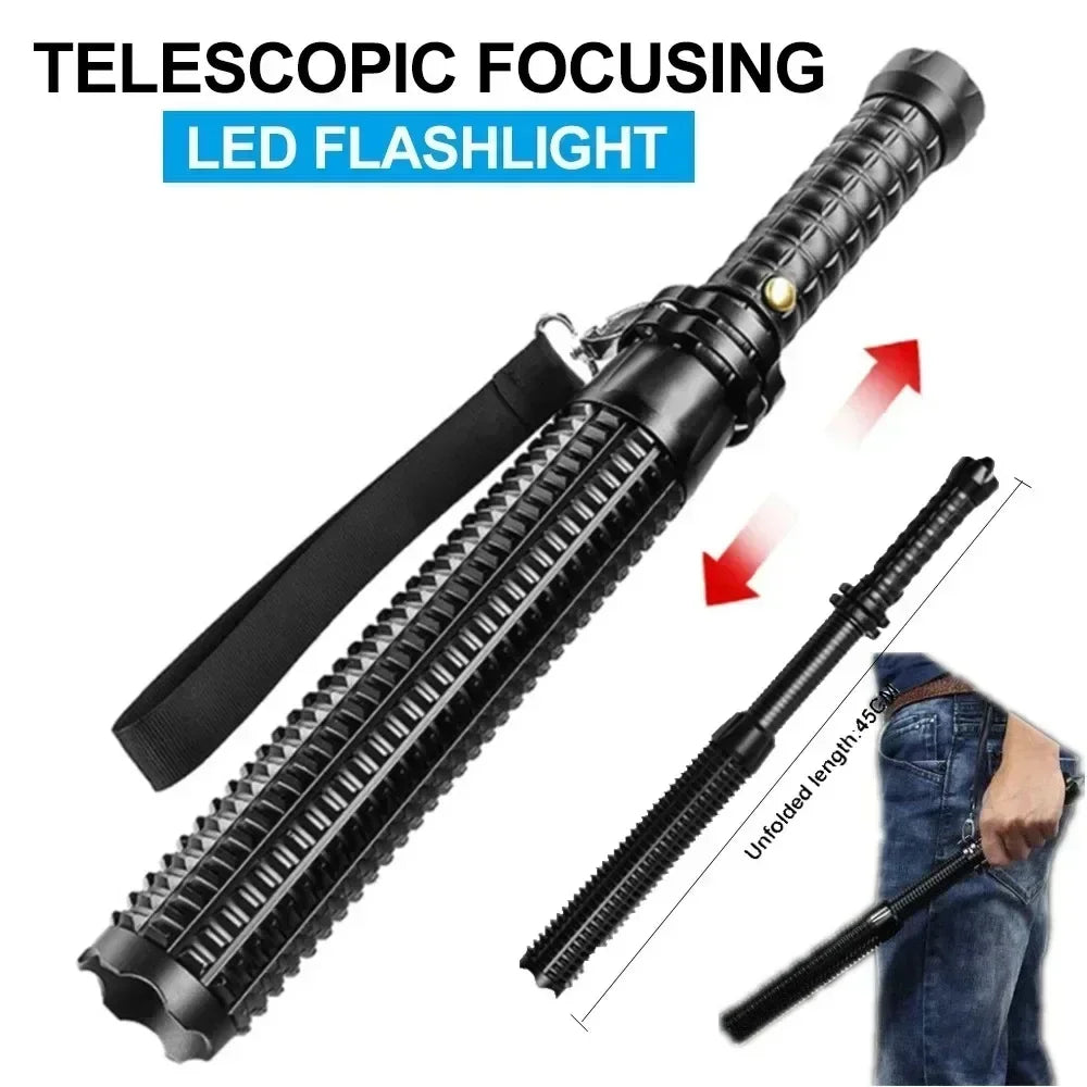 Wolf Tooth Telescopic Self-Defense Flashlight – USB Rechargeable, Glass Breaker