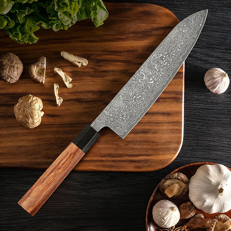 Japanese Chef Knife 8 inch Hand Forged Damascus Steel Kitchen Knives Vegetable Meat Sashimi kitchen chef Rosewood Handle