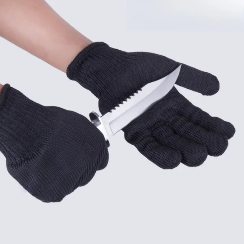1pairanticuttinggloveswearresistantworkglovesblackselfdefenseglovessteelwiremeta...