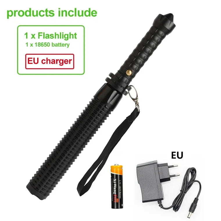 Wolf Tooth Telescopic Self-Defense Flashlight – USB Rechargeable, Glass Breaker