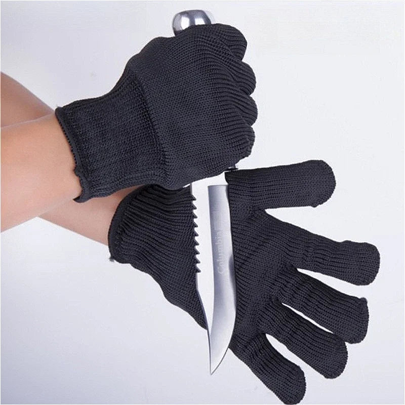 1pairanticuttinggloveswearresistantworkglovesblackselfdefenseglovessteelwiremeta...