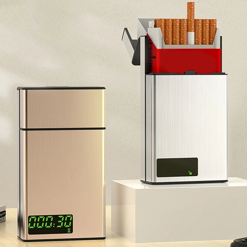 Creativemetaltimelockboxforcigaretteusbself-disciplinesmarttobaccocasewithleddis...