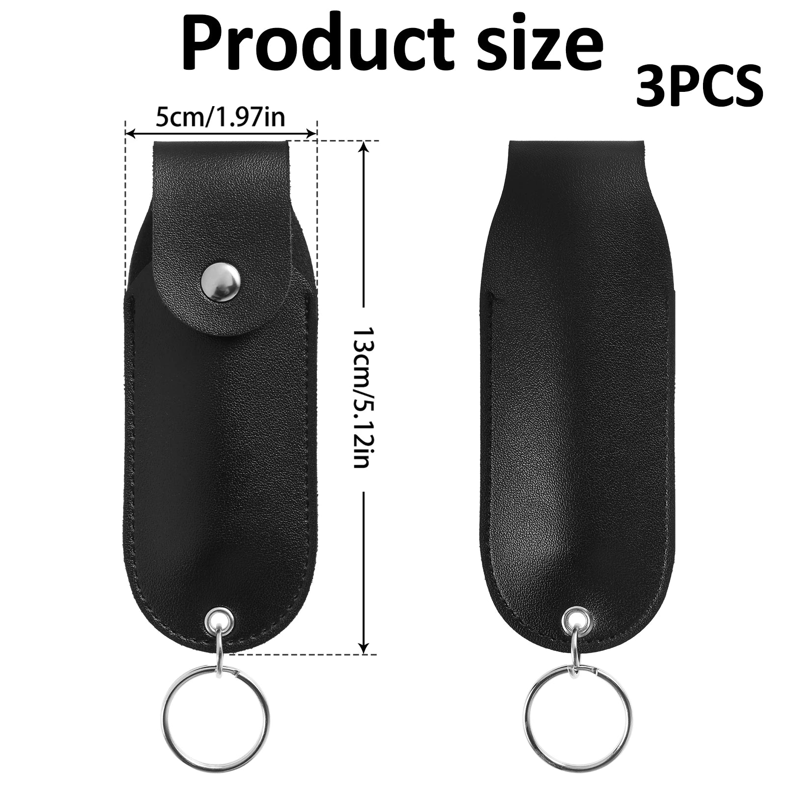 PU Leather Pepper Spray Holster – Snap Buckle Keychain Pouch (1/2/3 Pack)