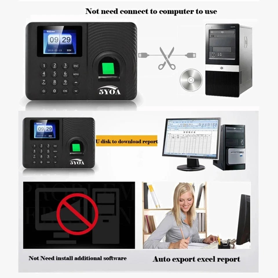 5YOA A10 A01 Biometric Fingerprint Time Attendance Clock Recorder Employee Recognition Device Electronic